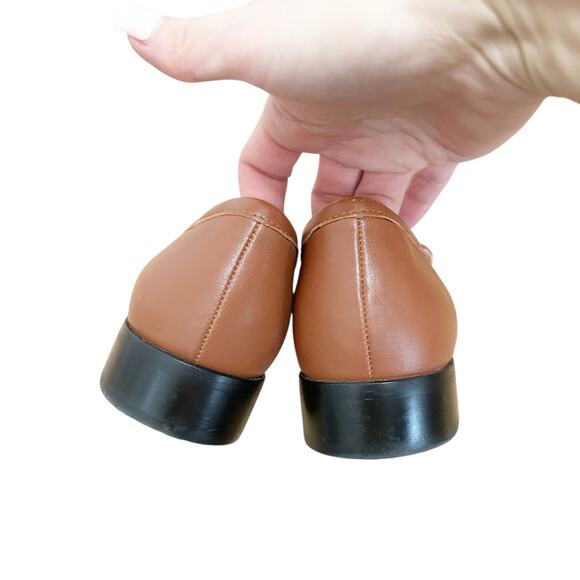 J. Crew Brown Leather Maison Ruched Loafers Sz 9 - Picture 4 of 6